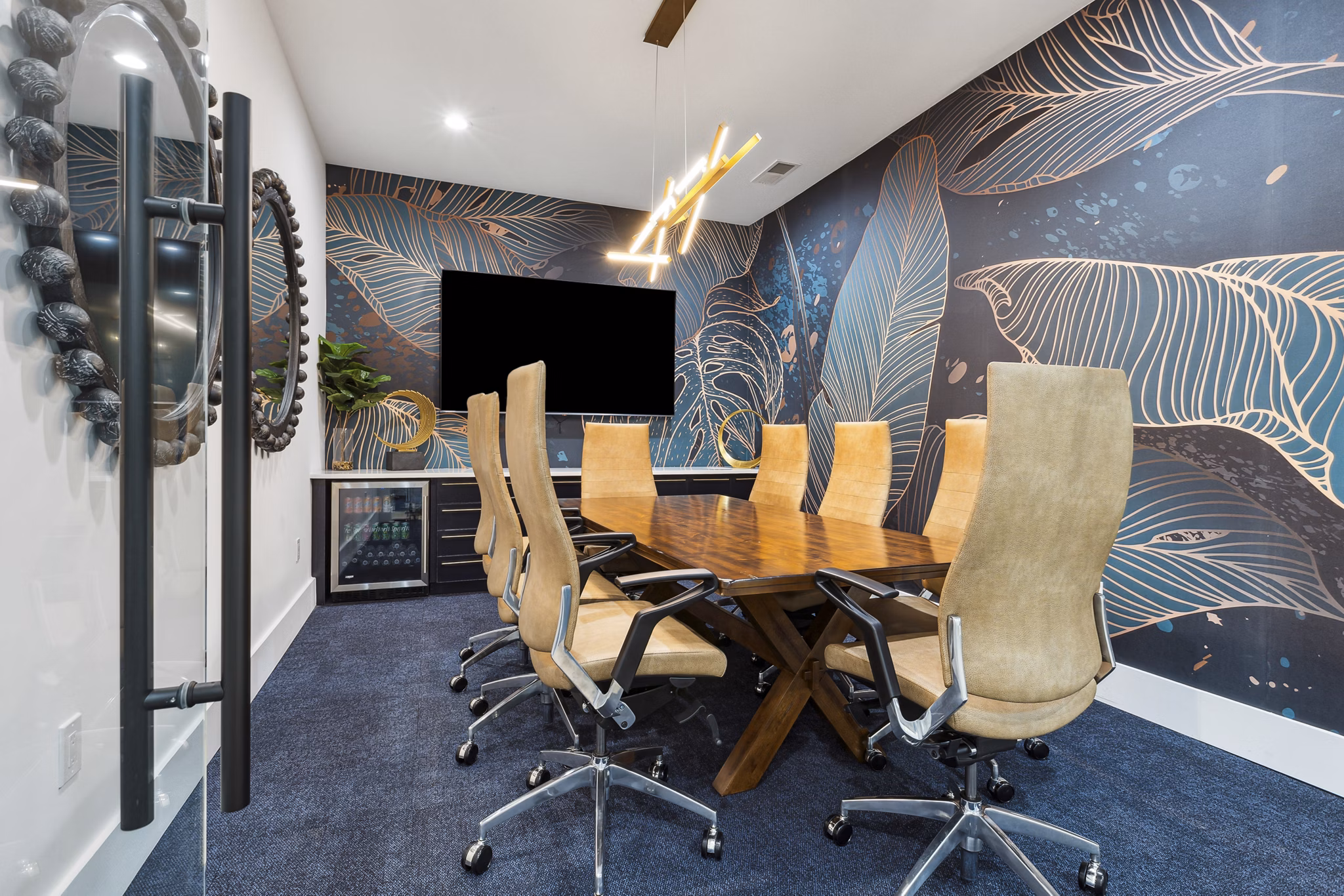 Meeting room with modern decor at The Banks at Rivergate Apartments, ideal for business gatherings and events in a luxury setting