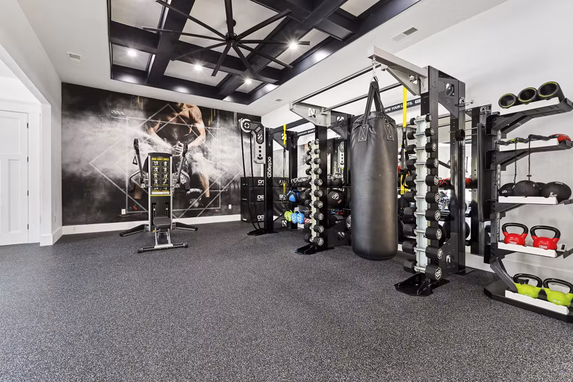 State-of-the-art fitness center with modern equipment at The Banks at Rivergate Apartments
