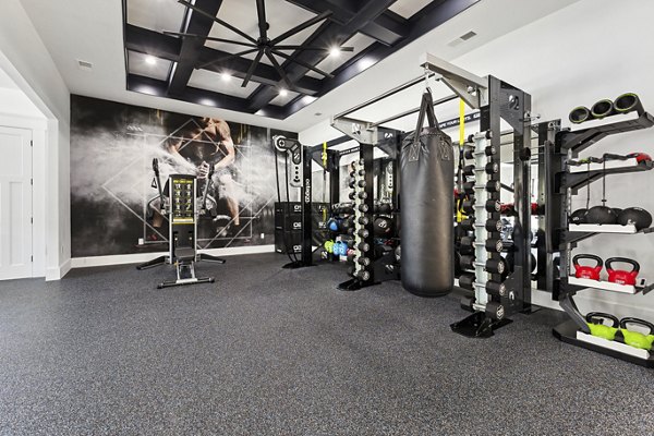 State-of-the-art fitness center with modern equipment at The Banks at Rivergate Apartments