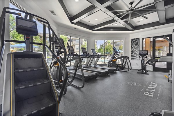 State-of-the-art fitness center with modern equipment at The Banks at Rivergate Apartments Perfect for maintaining an active lifestyle