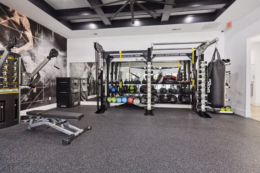 Fitness center with state-of-the-art equipment at The Banks at Rivergate Apartments