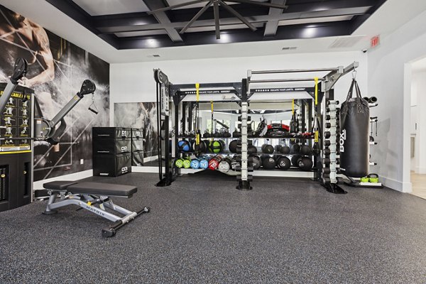 fitness center at The Banks at Rivergate Apartments