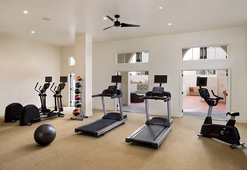 State-of-the-art fitness center with modern equipment at Andalucia Apartments