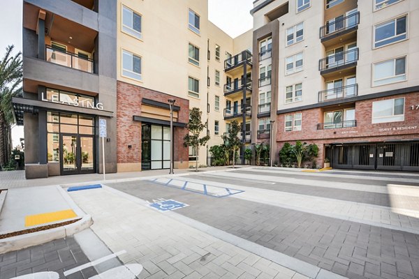 Clubhouse with modern decor at Esperanza at Duarte Station Apartments, a luxury Greystar property