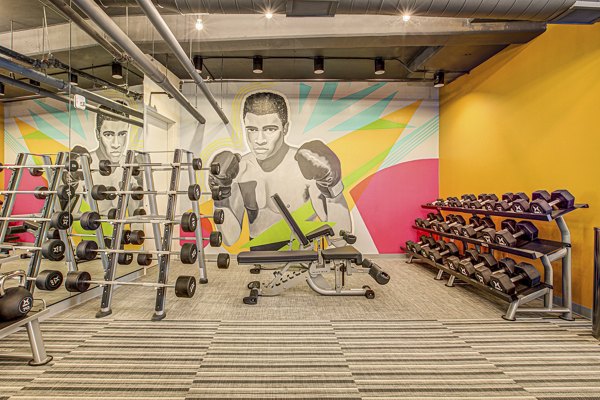 Modern fitness center with state-of-the-art equipment at Centro Arlington Apartments