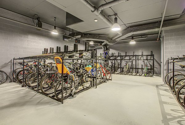Bike storage area with secure racks at Centro Arlington Apartments, offering convenient and safe options for cycling enthusiasts in the community