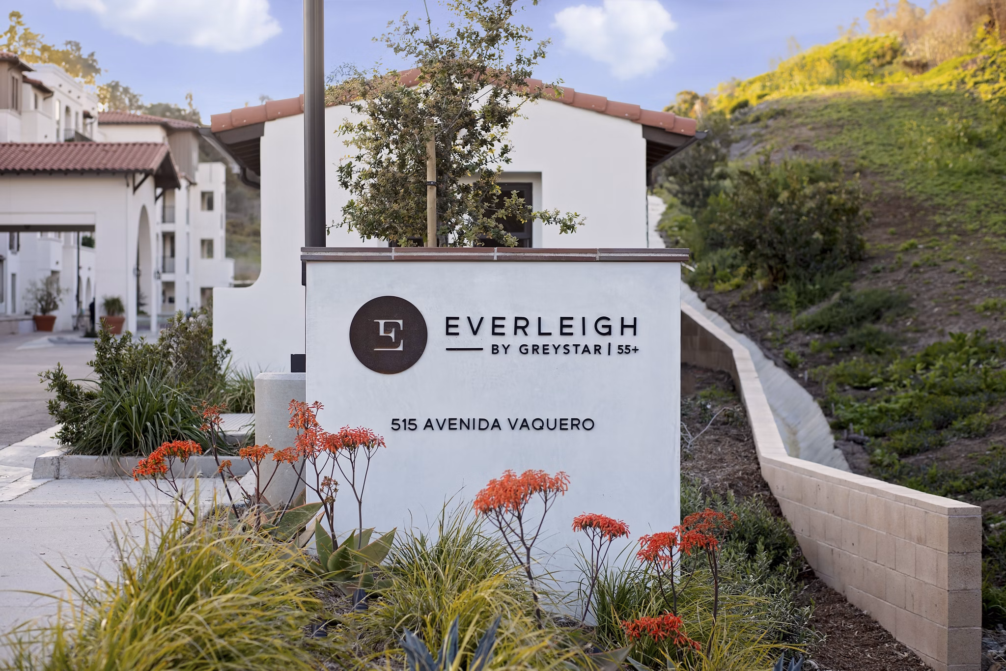 Signage of Everleigh San Clemente luxury apartments in scenic coastal area