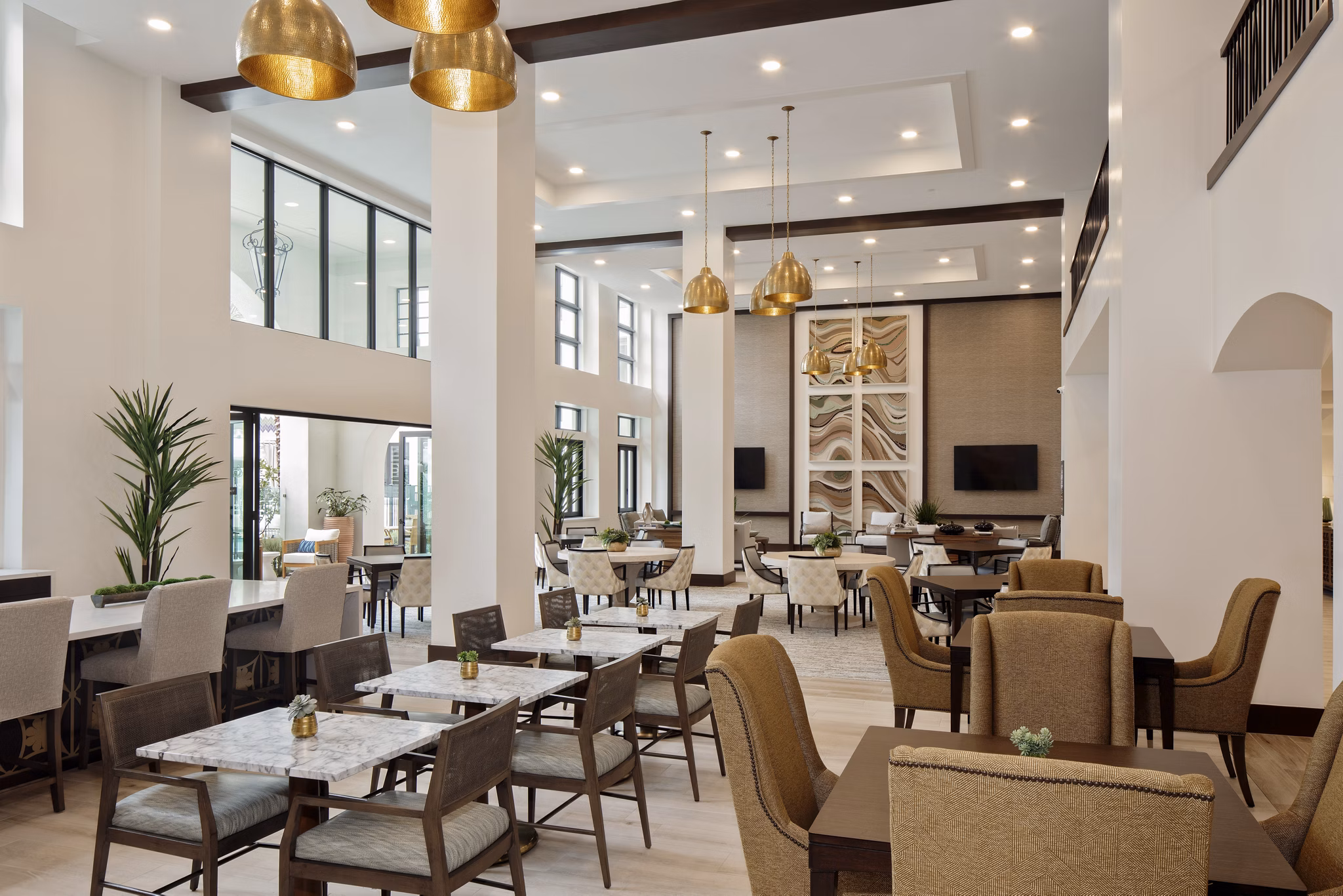 Clubhouse with modern decor at Everleigh San Clemente Apartments