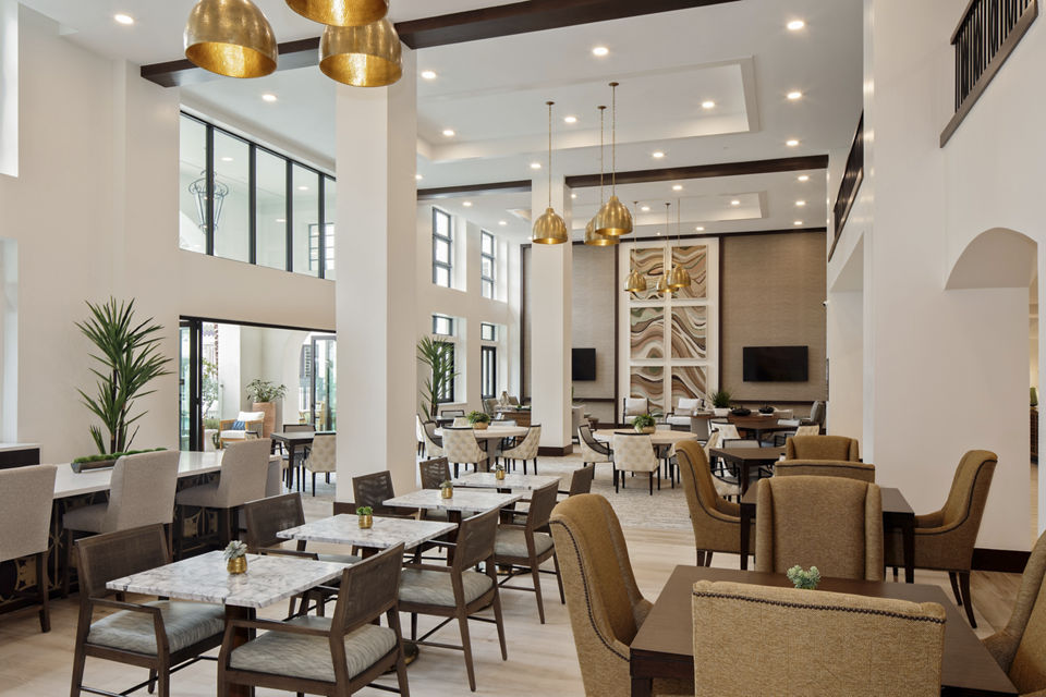 Clubhouse with modern decor at Everleigh San Clemente Apartments