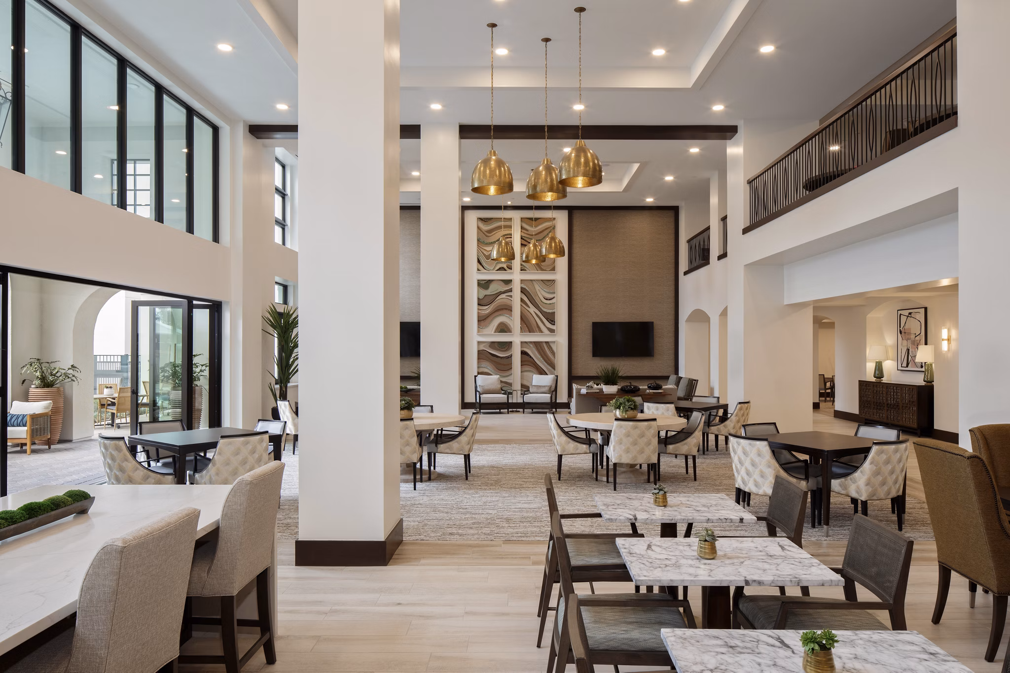 Clubhouse with modern decor at Everleigh San Clemente Apartments, offering luxury community spaces near the ocean