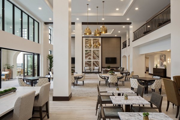 Clubhouse with modern decor at Everleigh San Clemente Apartments, offering luxury community spaces near the ocean
