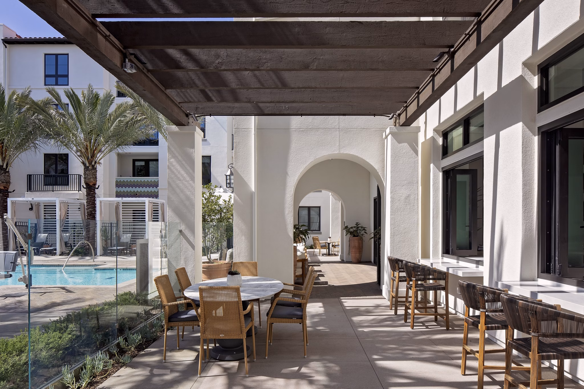 Spacious patio with ocean views at Everleigh San Clemente Apartments, a luxury community offering resort-style living in San Clemente