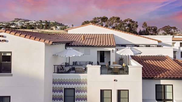 Coastal view from Everleigh San Clemente Apartments' balcony, showcasing luxurious seaside living