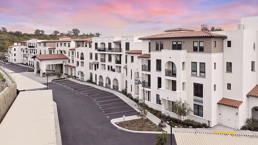 Sunset view from luxury balcony at Everleigh San Clemente Apartments