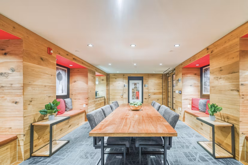State-of-the-art meeting facility featuring modern decor at Notch8 Apartments