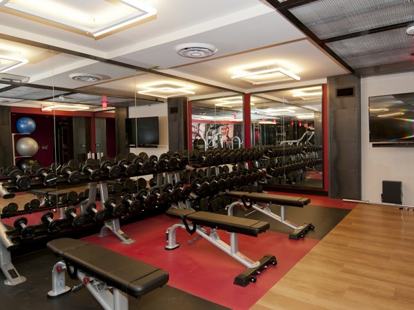 State-of-the-art fitness center with modern equipment at Notch8 Apartments for luxury living