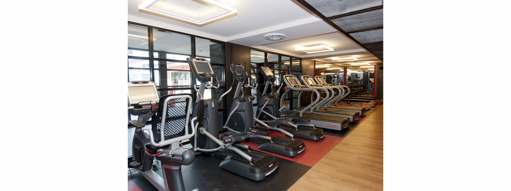 State-of-the-art fitness center with modern equipment at Notch8 Apartments