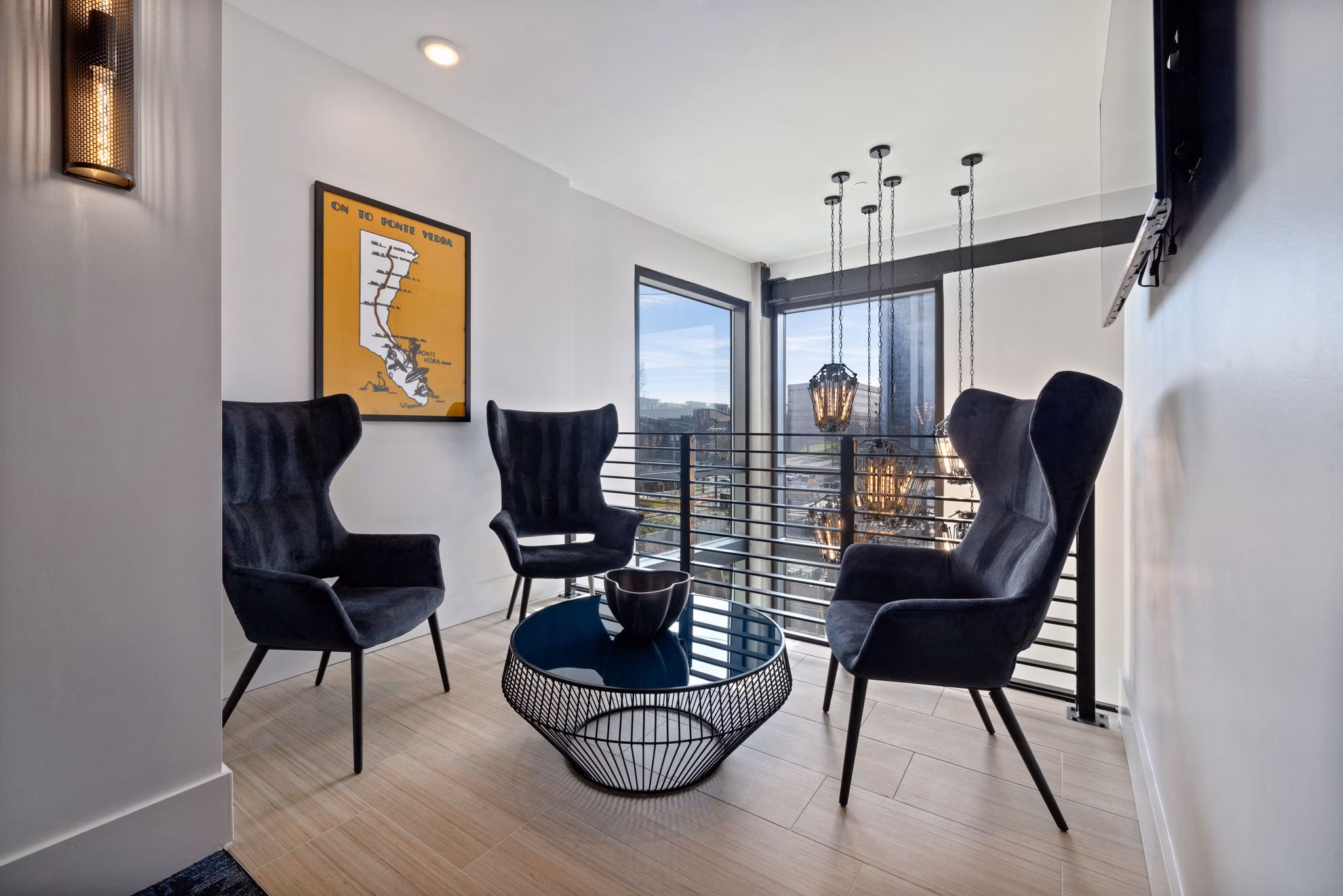 Clubhouse with modern seating and communal spaces at The Signal Apartments