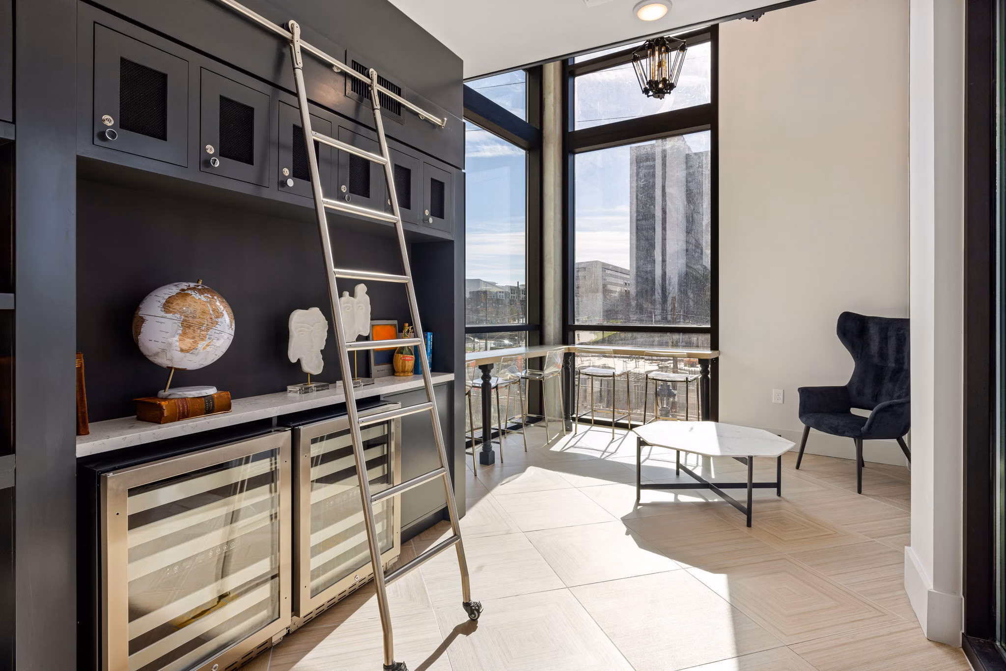 Clubhouse with modern design and comfortable seating at The Signal Apartments