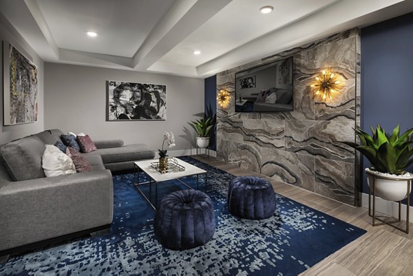 Next on Lex Apartments: Stylish clubhouse with modern seating and decor in downtown Glendale featuring community gathering spaces