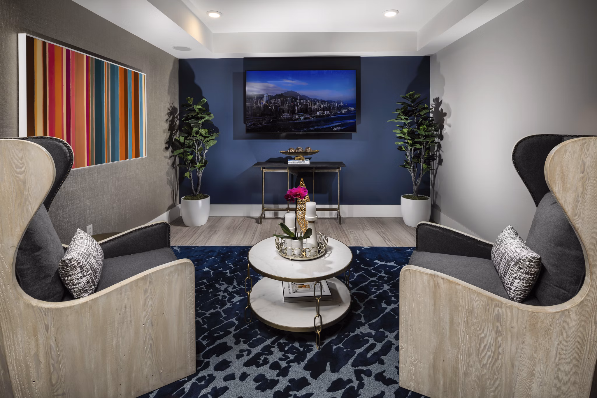 Next on Lex Apartments: Modern clubhouse featuring luxury seating and entertainment options
