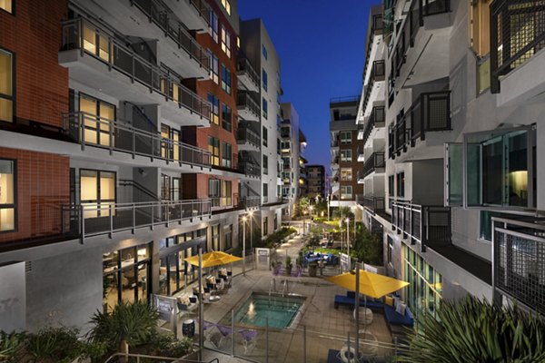 Peaceful landscaped courtyard at Next on Lex Apartments