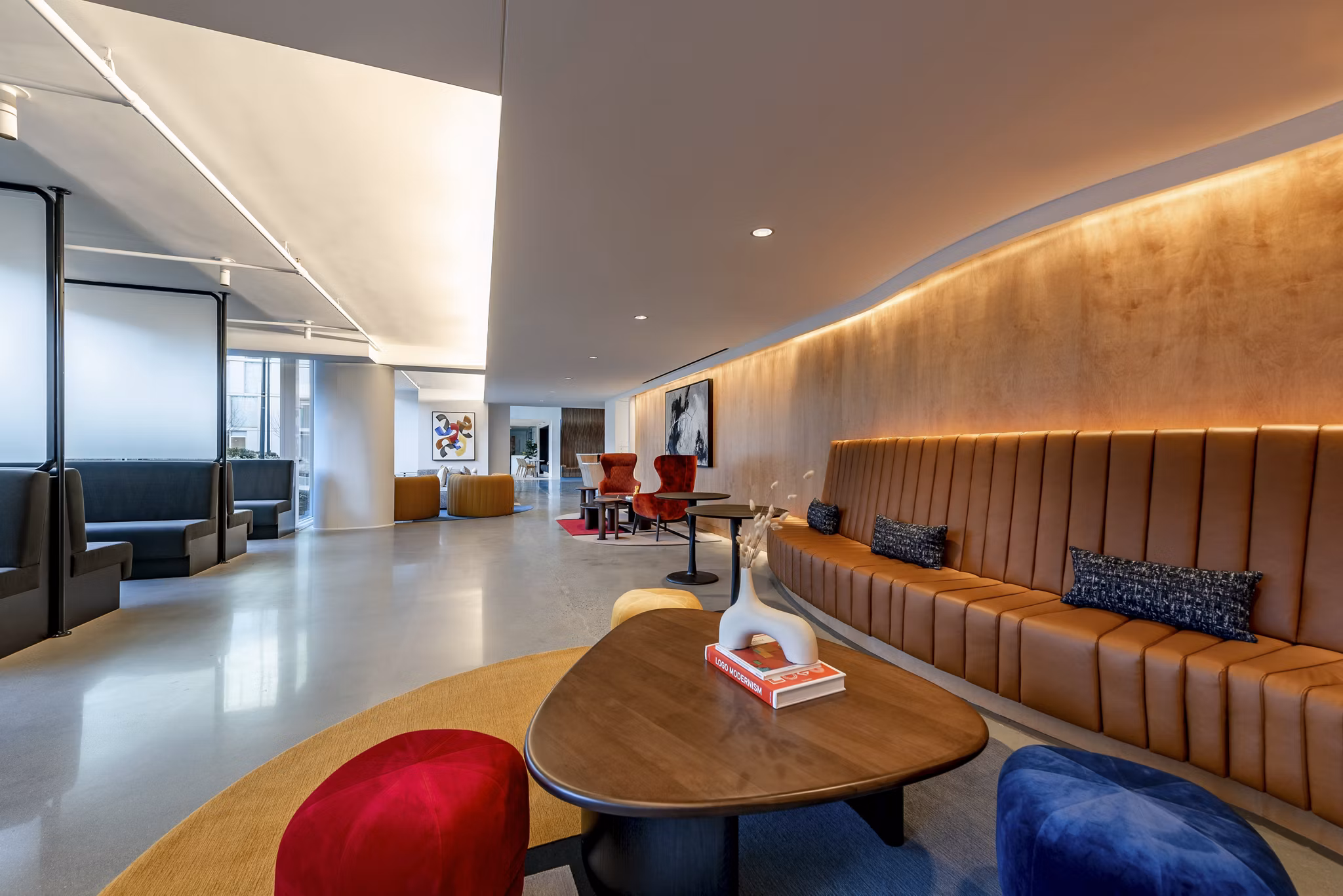 Gallery 64 Apartments clubhouse: Modern design with spacious seating and entertainment areas