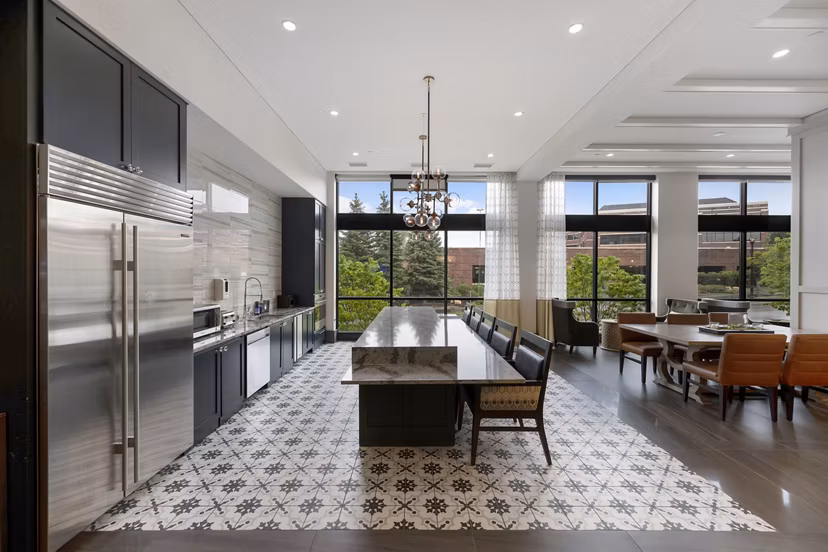 Clubhouse featuring a modern lounge at Avidor Edina Apartments