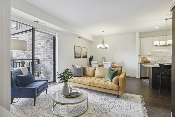Modern living room with stylish decor at Avidor Edina Apartments, offering luxury living in Minneapolis