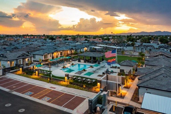 Scenic view of Vlux at Sunset Farms Apartments' luxury exterior