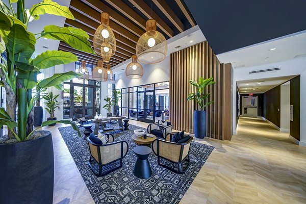 Ellsworth Apartments: Modern clubhouse featuring stylish lounge and community spaces