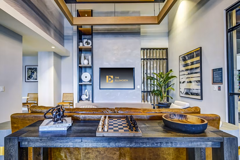 Clubhouse with modern amenities at The Ellsworth Apartments, a luxury Greystar community in a prime location