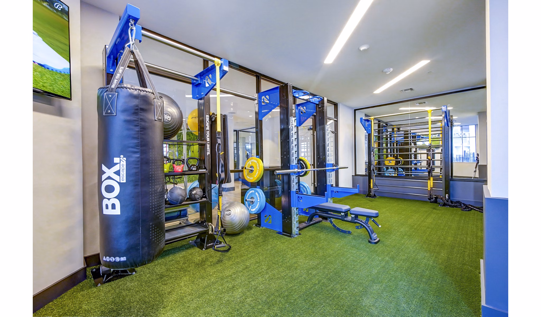 State-of-the-art fitness center with modern equipment at The Ellsworth Apartments