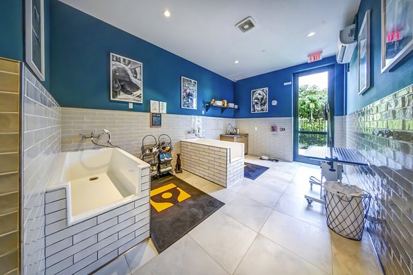 Dog wash station at The Ellsworth Apartments: Convenient amenity for pet owners in luxury community