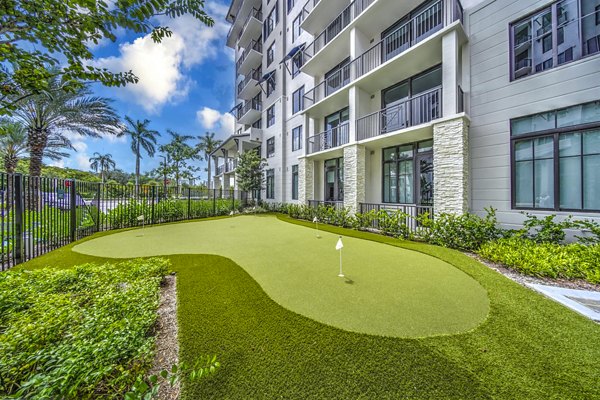 Putting green at The Ellsworth Apartments offering luxury recreation spaces for residents