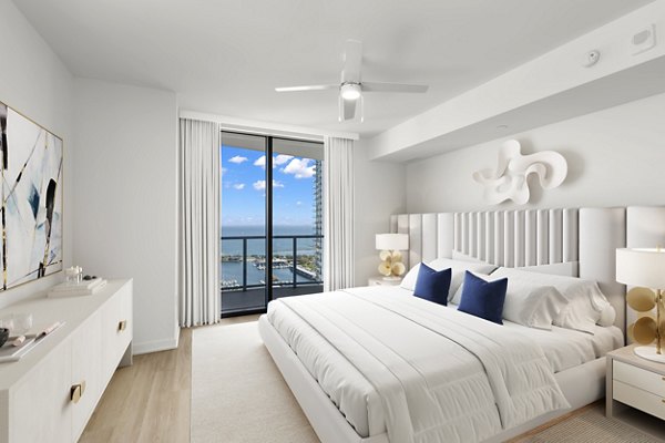 Cozy bedroom with modern furnishings at Ascent St Petersburg Apartments