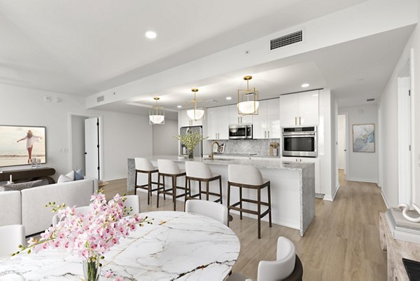 Dining area with elegant furnishings at Ascent St Petersburg Apartments