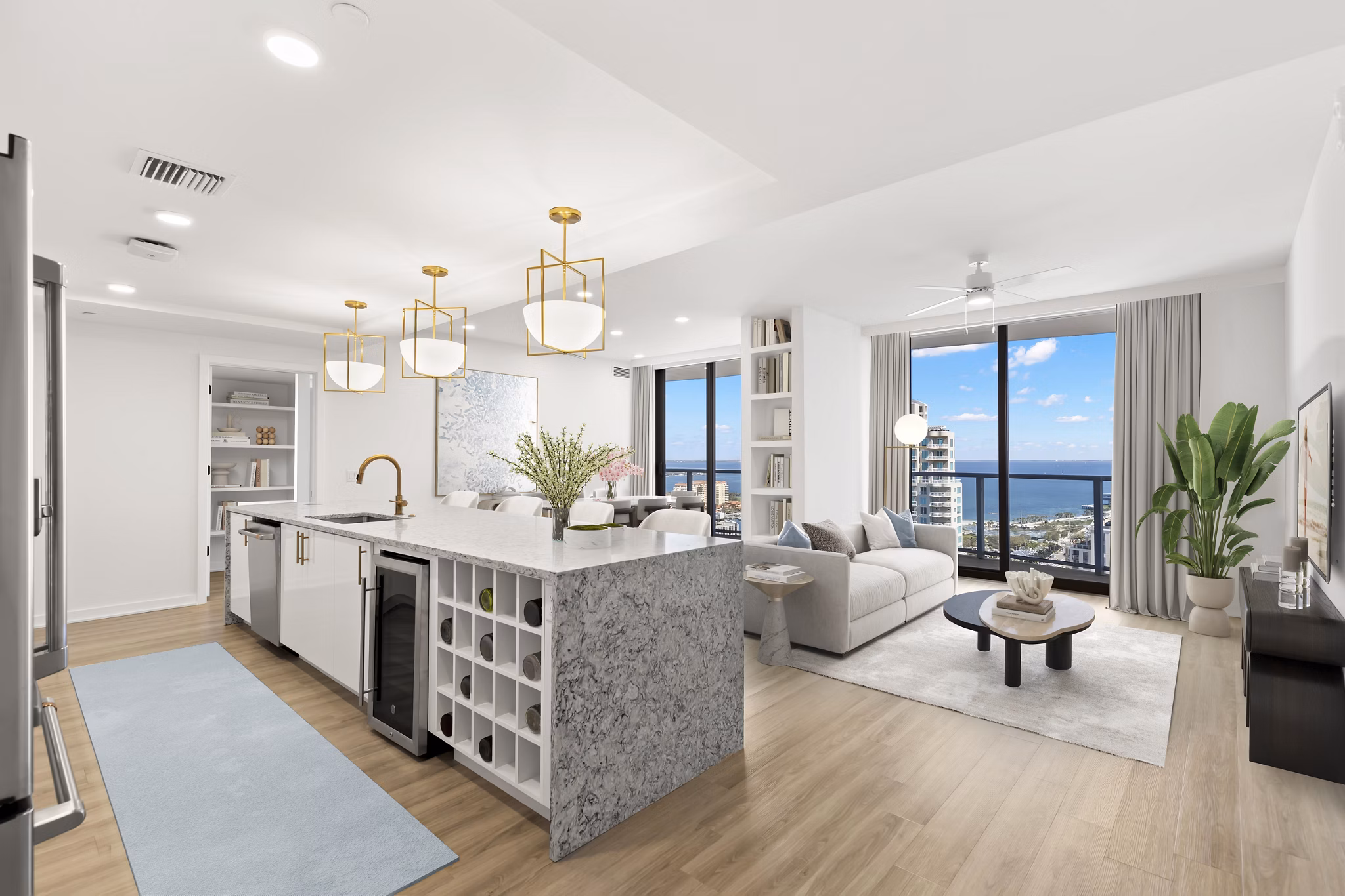 Modern kitchen with stainless steel appliances in Ascent St Petersburg Apartments, offering luxury living in Florida