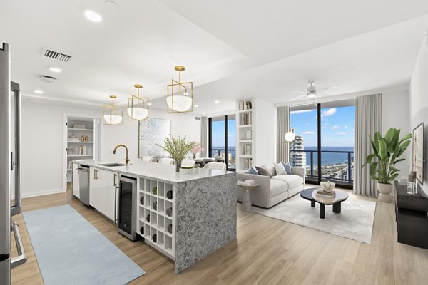 Modern kitchen with stainless steel appliances in Ascent St Petersburg Apartments, offering luxury living in Florida