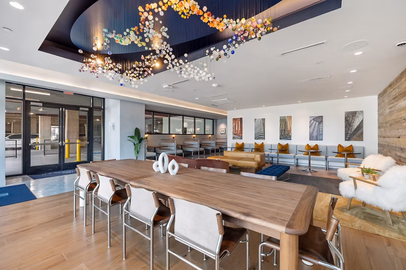 Clubhouse at The Oliver Apartments: Elegant social space with modern decor and amenities in premier luxury apartment community