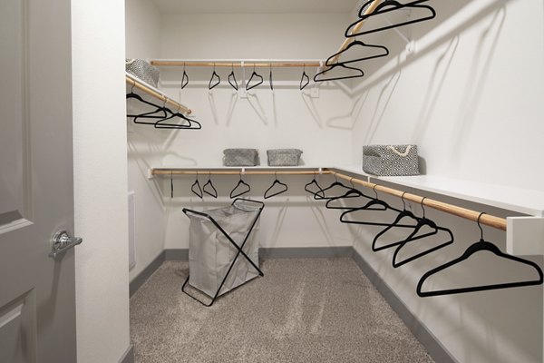Walk-in closet with ample shelving at Broadstone Bryson Apartments