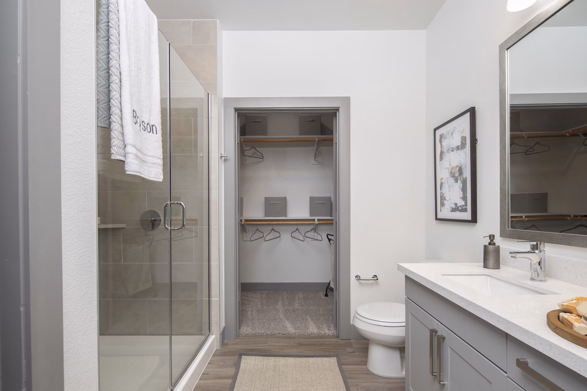 Luxurious bathroom featuring modern fittings at Broadstone Bryson Apartments