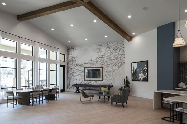 Clubhouse at Broadstone Bryson: Luxury clubhouse with modern amenities and stylish design at Broadstone Bryson Apartments in Cedar Park