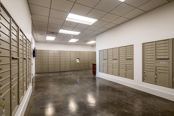 Mailroom with secure package lockers at Aston at Gateway Apartments