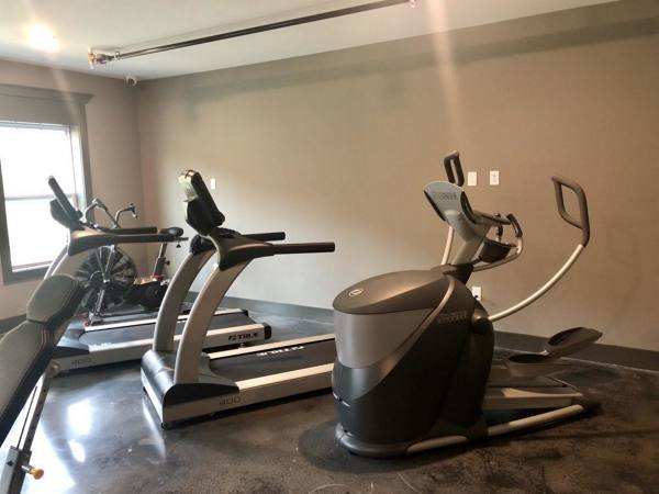 fitness center at River Mills Lofts