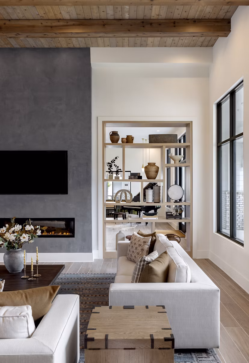 Contemporary clubhouse with lounge seating at Maxwell Apartments for social gatherings