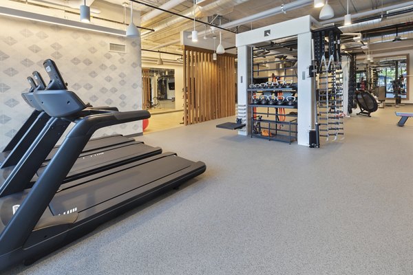 State-of-the-art fitness center with modern equipment at The Blake Apartments
