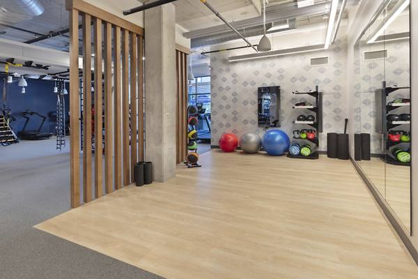 fitness center at The Blake Apartments