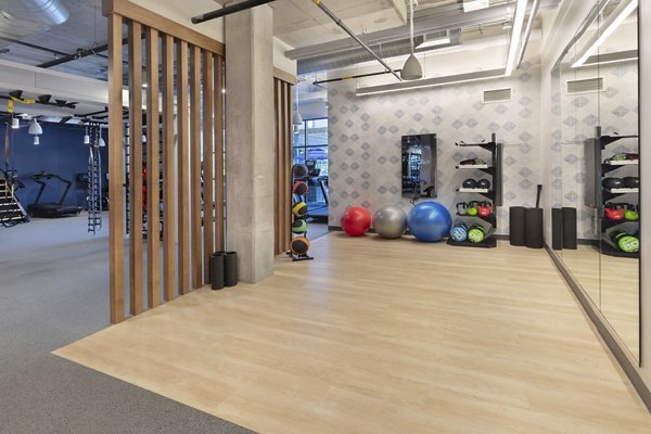 State-of-the-art fitness center with modern equipment at The Blake Apartments for luxury living and wellness