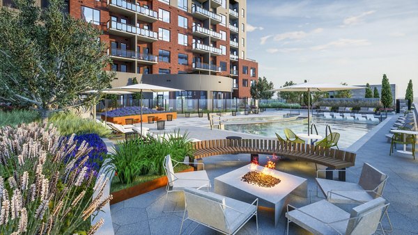 fire pit/pool/patio at NOVEL RiNo by Crescent Communities Apartments